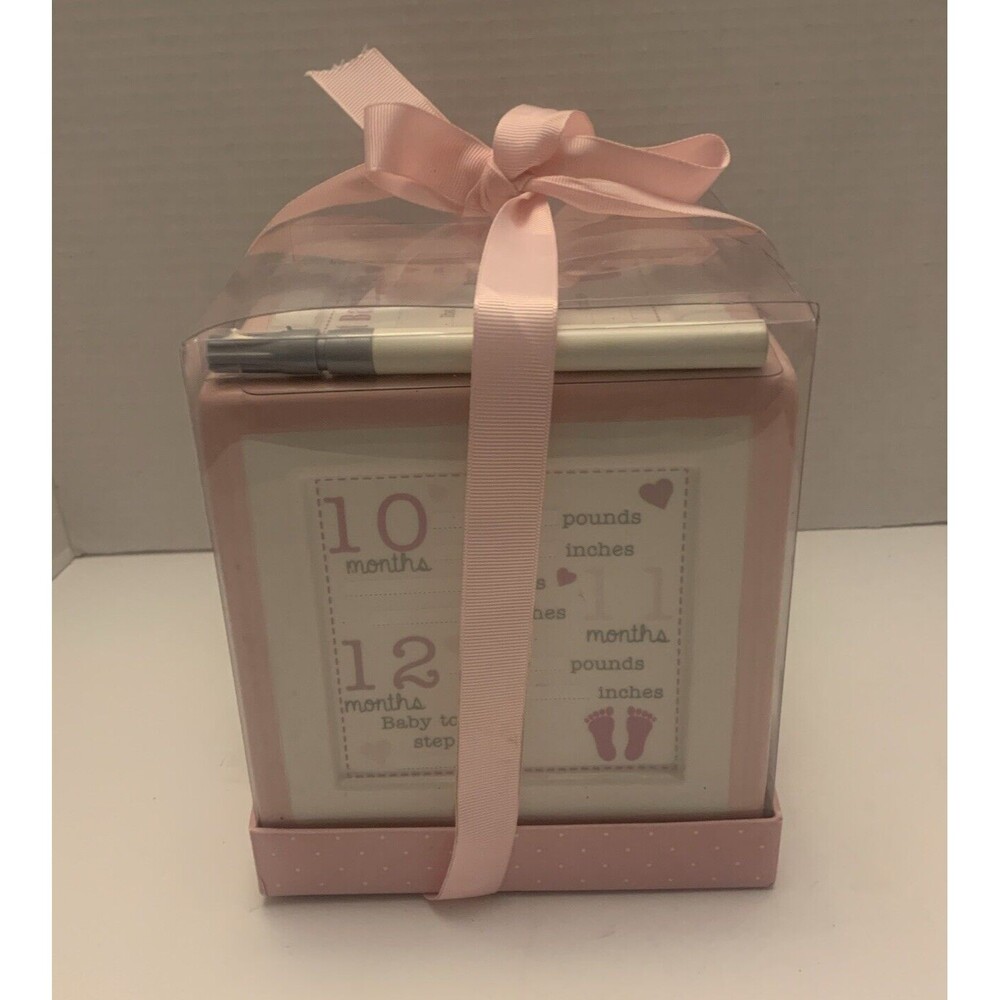 Child to Cherish New Baby Keepsake Piggy Bank, A Block to Grow Color Pink
